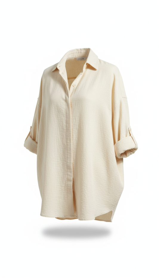 Oversized Cream Cotton Shirt