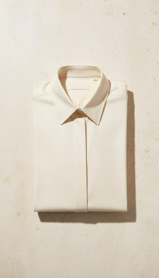 Cream Cotton Shirt with Luxe Finish